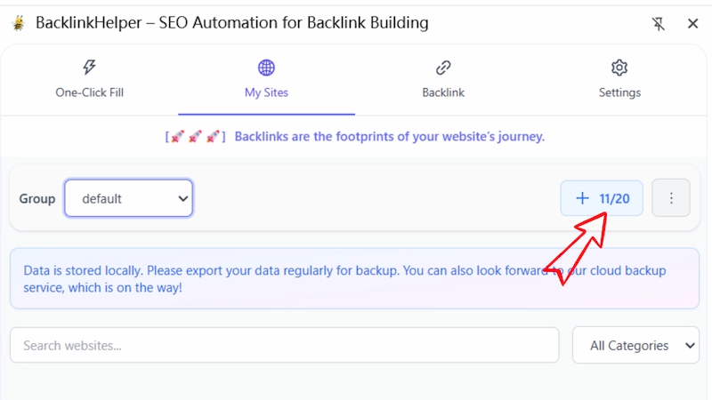 Ajouter les informations du site